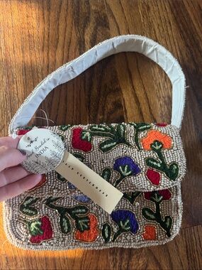 Studio 12 Embroidered Beaded Floral Shoulder Bag - Multicolor